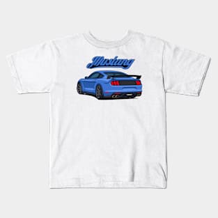 Rear Car Mustang blue Kids T-Shirt